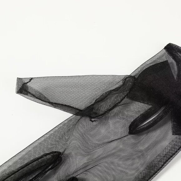 Women's Green Evening Sheer Tulle Short Length Gloves Wrist Tea Party Prom - Picture 6 of 6